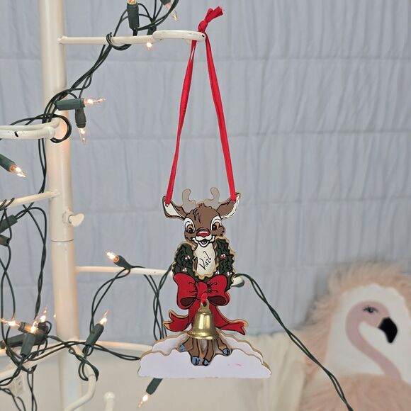 1988 Kurt Adler Rudolph The Red Nosed Reindeer Vintage Wood Ornament - Picture 3 of 7